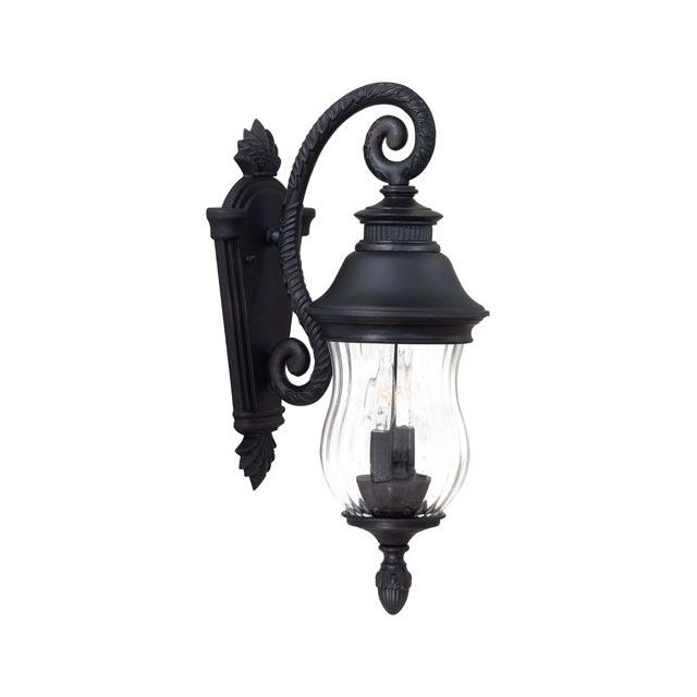 Minka Lavery 8907-94 Newport 2 Light 20 Inch Tall Outdoor Wall Mount In Heritage With Clear Strip Glass Shade