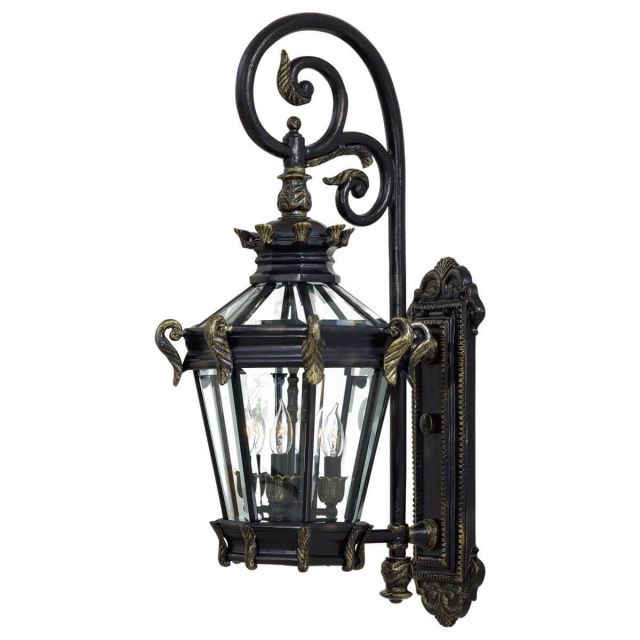 Minka Lavery 8932-95 Stratford Hall 4 Light 34 inch Tall Outdoor Wall Mount in Heritage-Gold Highlights with Clear Beveled Glass Panels