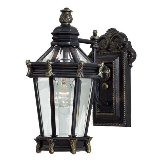 Minka Lavery 8937-95 Stratford Hall 1 Light 15 inch Tall Outdoor Wall Mount in Heritage-Gold Highlights with Clear Beveled Glass