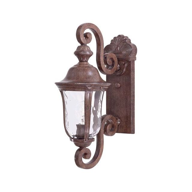 Minka Lavery 8990-61 Ardmore 1 Light 20 Inch Tall Outdoor Wall Mount In Vintage Rust With Mouth Blown Clear Hammered Glass Shade