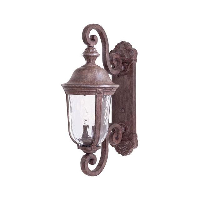 Minka Lavery 8991-61 Ardmore 2 Light 25 Inch Tall Outdoor Wall Mount In Vintage Rust With Mouth Blown Clear Hammered Glass Shade