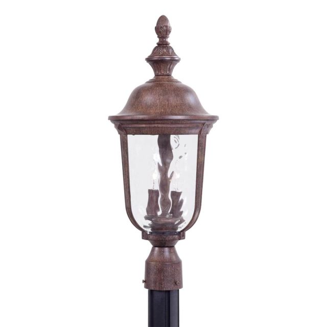 Minka Lavery 8995-61 Ardmore 2 Light 24 inch Tall Outdoor Post Light in Vintage Rust with Mouth Blown Clear Hammered Glass