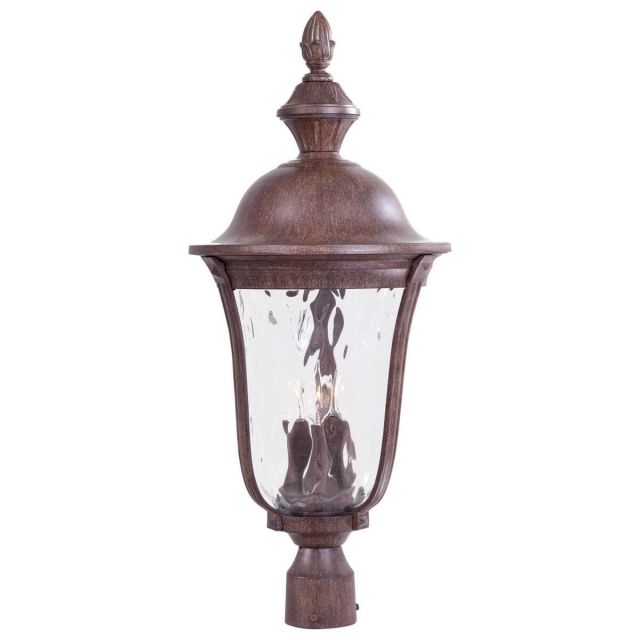 Minka Lavery 8996-61 Ardmore 3 Light 29 inch Tall Outdoor Post Light in Vintage Rust with Mouth Blown Clear Hammered Glass