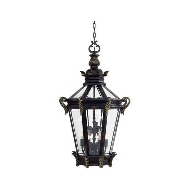 Minka Lavery 9094-95 Stratford Hall 9 Light 46 Inch Tall Outdoor Chain Hung In Heritage With Gold Highlight With Clear Beveled Glass Shade