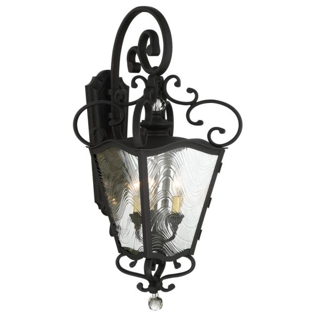 Minka Lavery 9333-661 Brixton Ivy 3 Light 32 inch Tall Outdoor Lantern in Coal-Honey Gold Highlight with Water Printe Glass