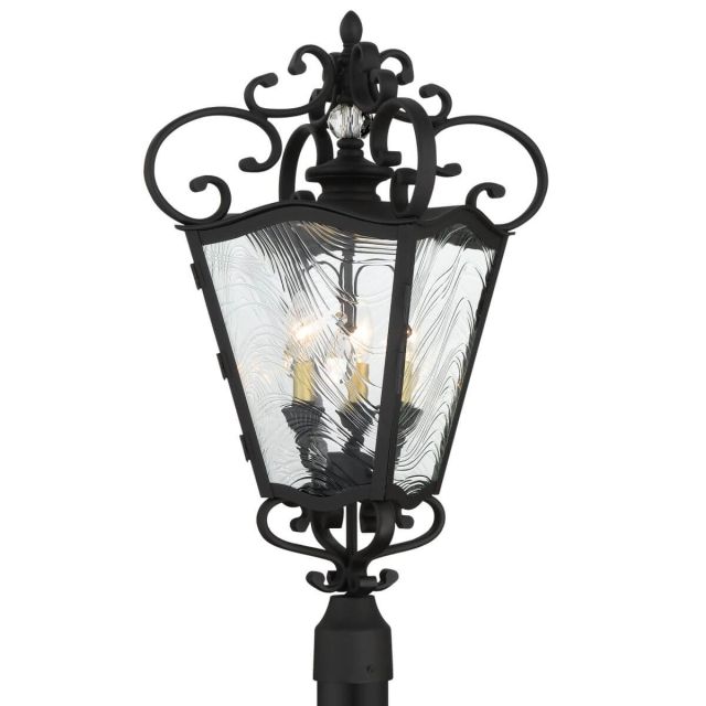 Minka Lavery 9335-661 Brixton Ivy 2 Light 23 inch Tall Outdoor Post Light in Coal-Honey Gold Highlight with Water Printe Glass
