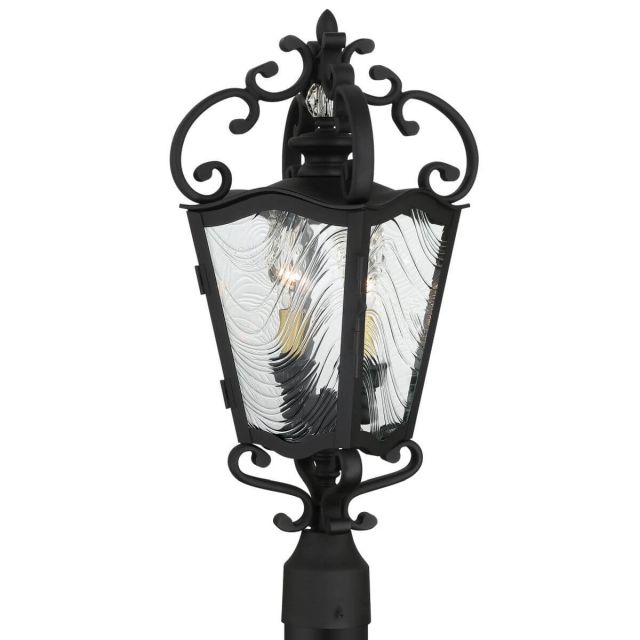 Minka Lavery 9336-661 Brixton Ivy 3 Light 28 inch Tall Outdoor Post Light in Coal-Honey Gold Highlight with Water Printe Glass