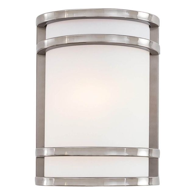 Minka Lavery 9801-144 Bay View 1 Light 10 inch Tall Outdoor Pocket Lantern in Brushed Stainless Steel with Etched Opal Glass
