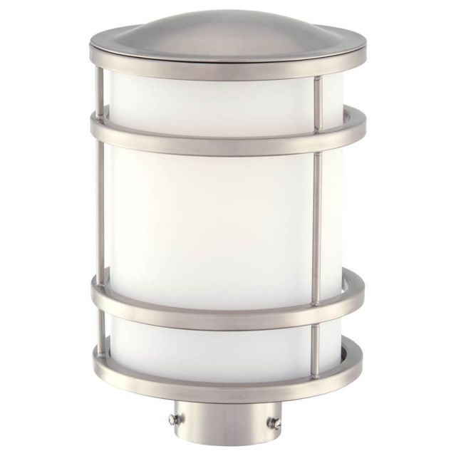 Minka Lavery 9806-144 Bay View 1 Light 12 inch Tall Outdoor Post Light in Brushed Stainless Steel with Etched Opal Glass