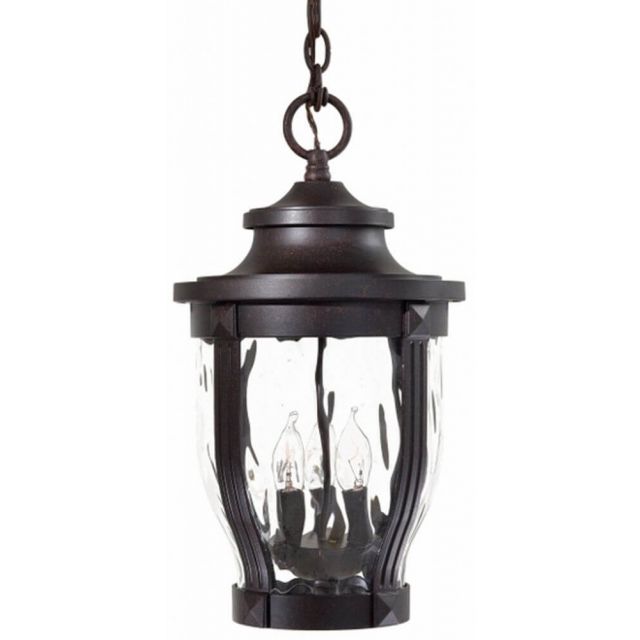 Minka Lavery Merrimack 3 Light 18 Inch Tall Outdoor Chain Hung In Corona Bronze With Clear Hammered Glass Shade 8764-166