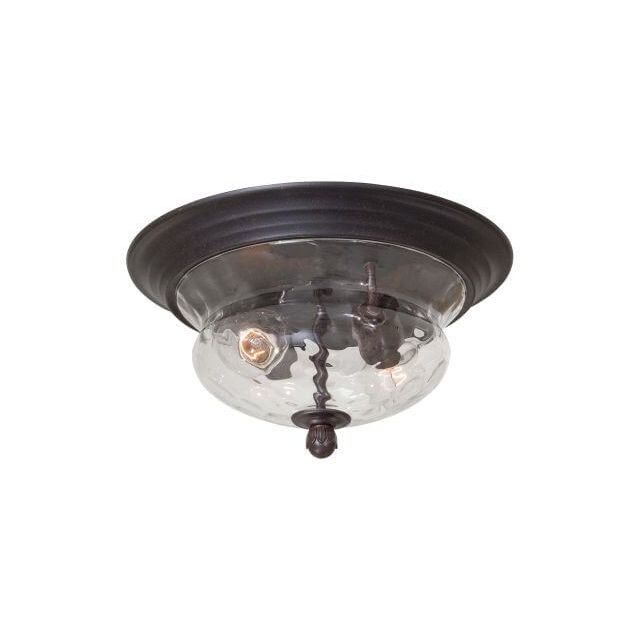 Minka Lavery 8769-166 Merrimack 2 Light 13 Inch Foyer Flush Mount In Corona Bronze With Clear Hammered Glass Shade