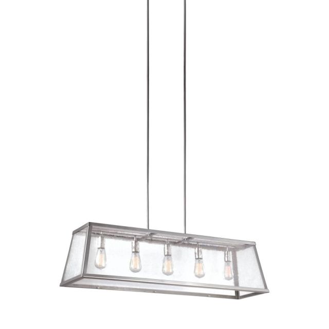 Visual Comfort Studio F3073/5PN Harrow 5 Light 44 inch Island Light In Polished Nickel With Clear Seeded Glass
