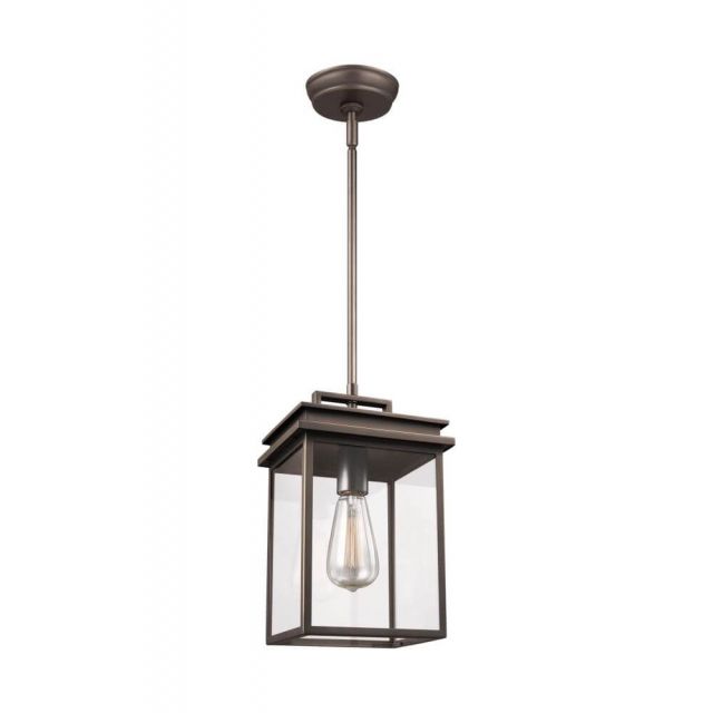 Visual Comfort Studio Glenview 1 Light 8 Inch Outdoor Pendant In Antique Bronze With Clear Glass OL13609ANBZ
