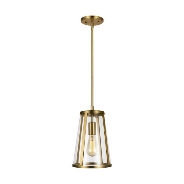 Visual Comfort Studio P1287BBS Harrow 1 Light 8 Inch Pendant in Burnished Brass with Clear Glass