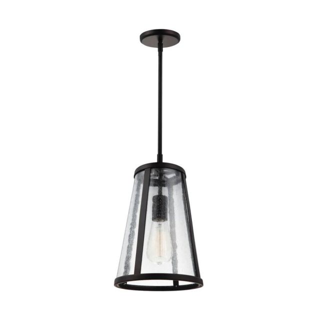 Visual Comfort Studio Harrow 1 Light 8 Inch Pendant In Oil Rubbed Bronze With Clear Seeded Glass Panel P1287ORB