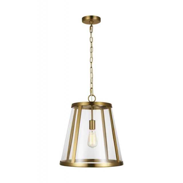 Visual Comfort Studio P1289BBS Harrow 1 Light 16 Inch Pendant in Burnished Brass with Clear Glass