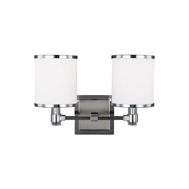 Generation Lighting Prospect Park 2 Light 14 Inch Wall Bath Light In Satin Nickel-Chrome With White Opal Etched Glass VS23302SN/CH