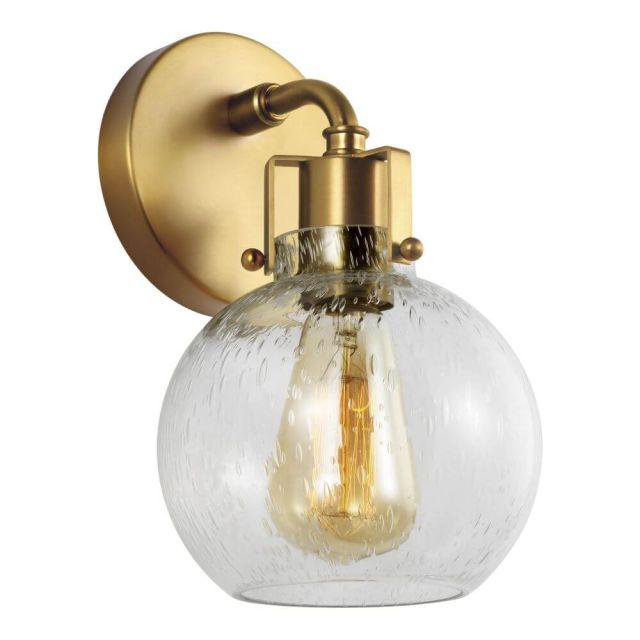 Visual Comfort Studio VS24401BBS Clara 1 Light 10 Inch Tall Wall Sconce in Burnished Brass with Clear Seeded Glass