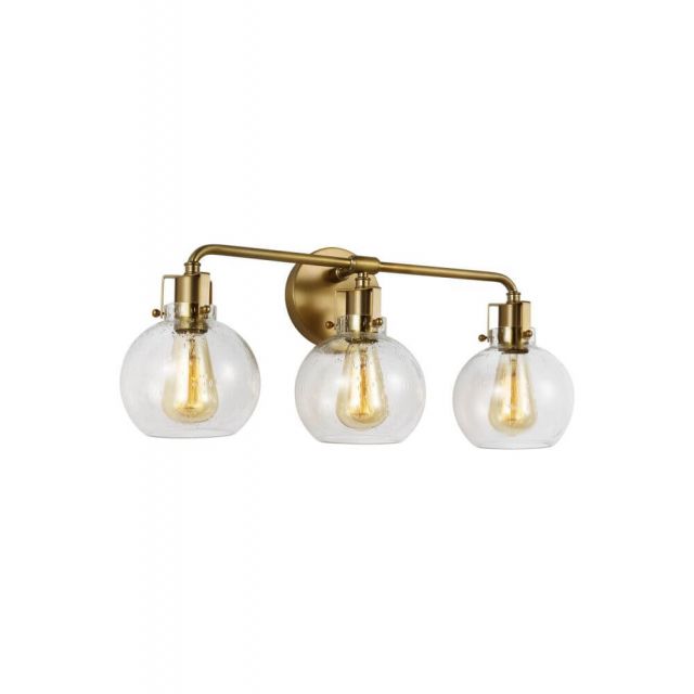 Visual Comfort Studio VS24403BBS Clara 3 Light 24 Inch Vanity Light in Burnished Brass with Clear Seeded Glass