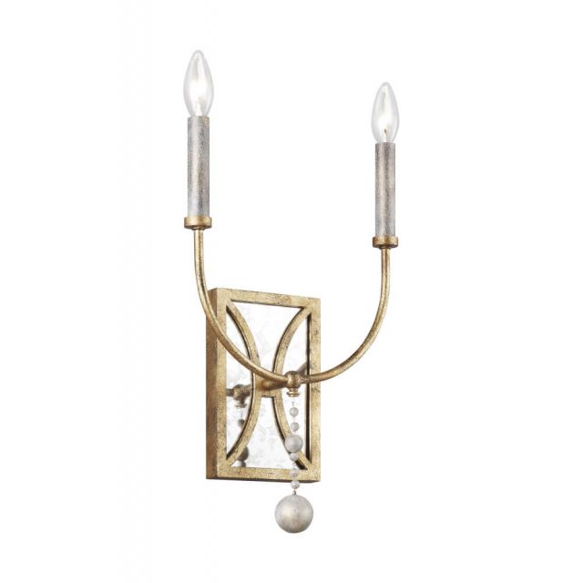 Generation Lighting WB1920ADB Marielle 2 Light 17 Inch Tall Wall Sconce in Antique Gild