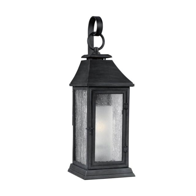 Visual Comfort Studio OL10602DWZ Shepherd 1 Light 26 Inch Tall Outdoor Wall Light In Dark Weathered Zinc With Opal Etched Glass And Clear Seeded Glass