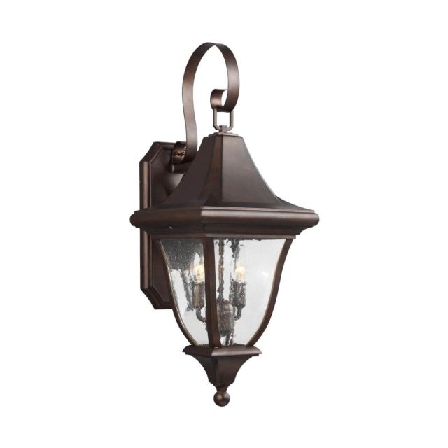 Visual Comfort Studio Oakmont 2 Light 27 Inch Tall Outdoor Wall Lantern In Patina Bronze With Clear Seeded Glass OL13101PTBZ