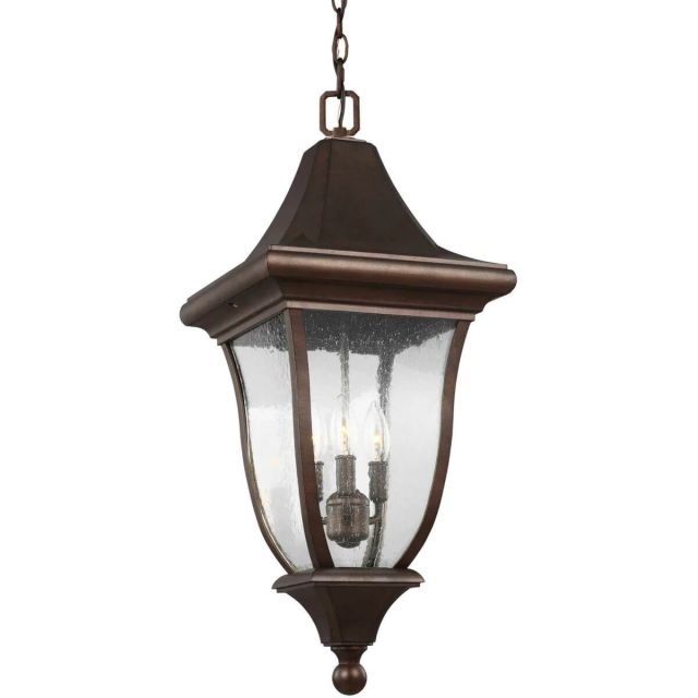 Visual Comfort Studio Oakmont 3 Light 12 Inch Outdoor Pendant In Patina Bronze With Clear Seeded Glass OL13109PTBZ