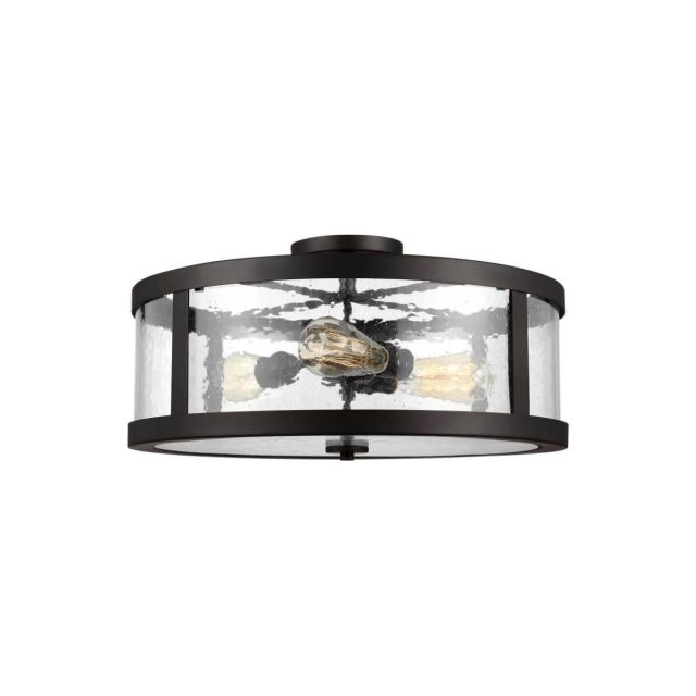 Visual Comfort Studio SF342ORB Harrow 3 Light 20 Inch Semi-Flush Mount In Oil Rubbed Bronze With Irregular Clear Seeded Glass Panels Shade