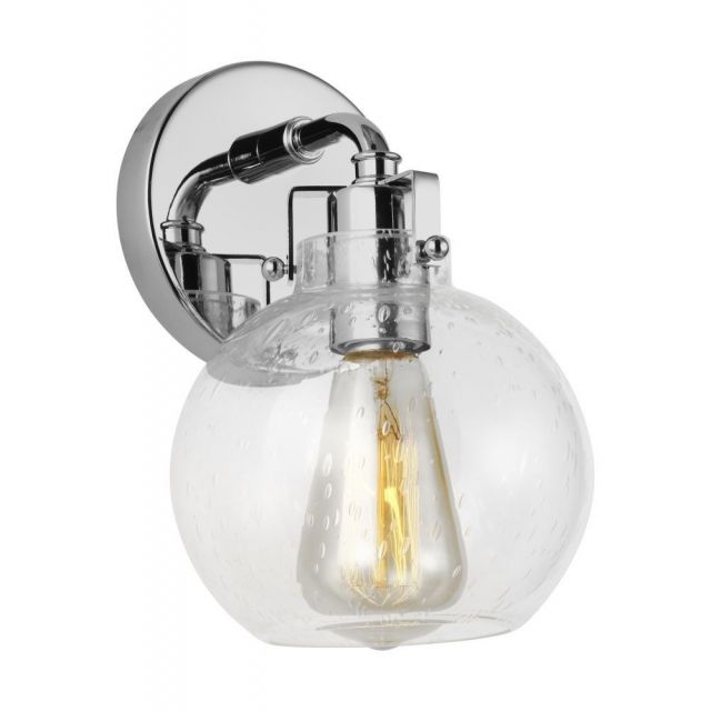 Visual Comfort Studio VS24401CH Clara 1 Light 10 Inch Tall Wall Sconce In Chrome With Clear Seeded Glass Shade