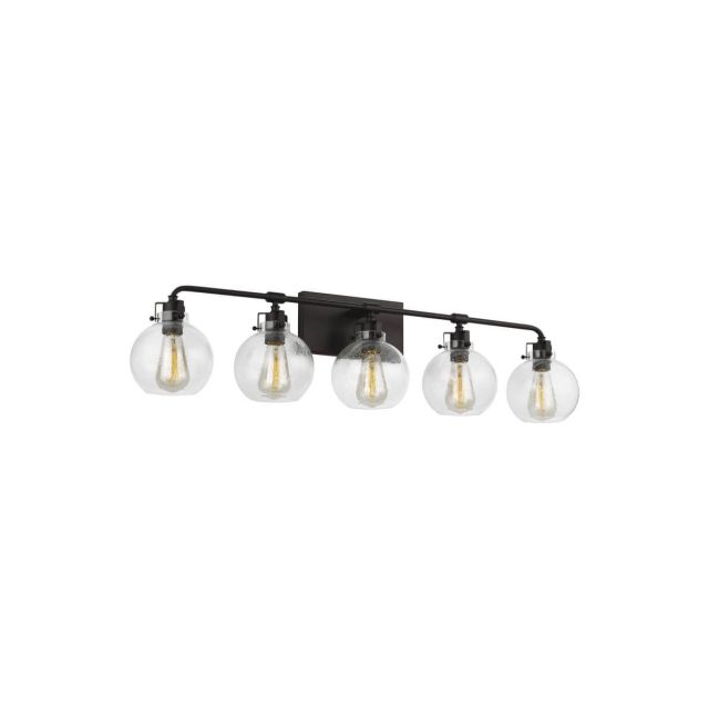 Visual Comfort Studio VS24405ORB Clara 5 Light 40 Inch Bath Wall Sconce In Oil Rubbed Bronze With Clear Seeded Glass Shade