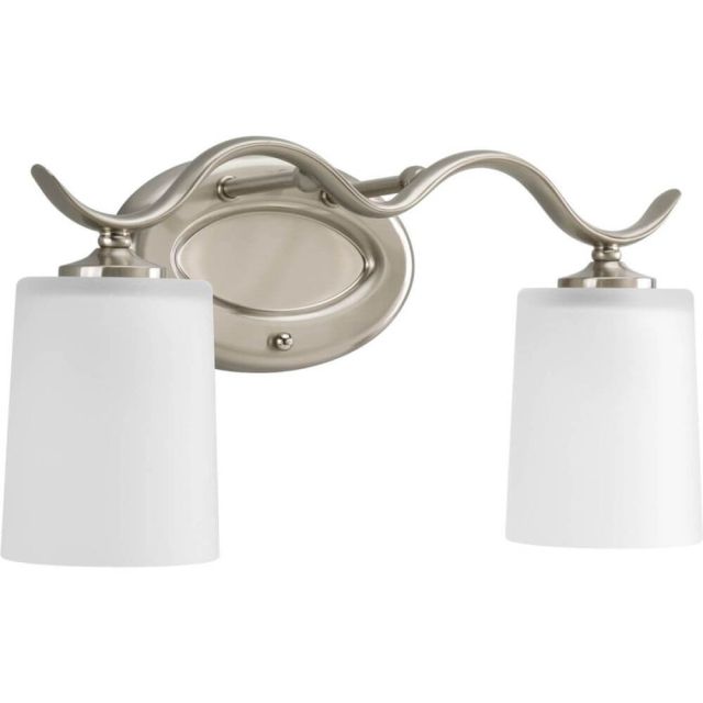 Progress Lighting Inspire 2 Light 15 Inch Bath Lighting In Brushed Nickel With Etched Glass P2019-09
