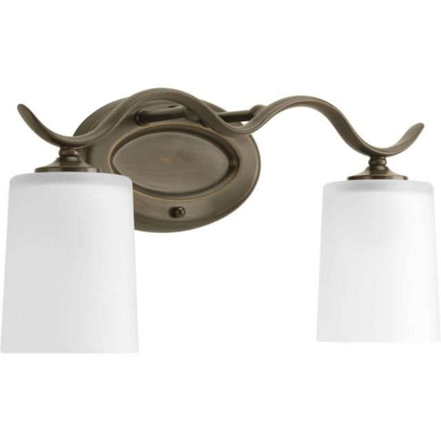 Progress Lighting P2019-20 Inspire 2 Light 15 Inch Bath Lighting In Antique Bronze With Etched Glass