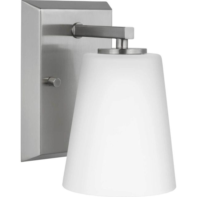 Progress Lighting P300461-009 Vertex 1 Light 5 inch Bath Vanity Light in Brushed Nickel with Etched White Glass
