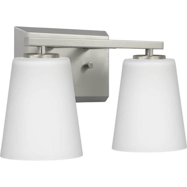 Progress Lighting P300462-009 Vertex 2 Light 13 inch Bath Vanity Light in Brushed Nickel with Etched White Glass