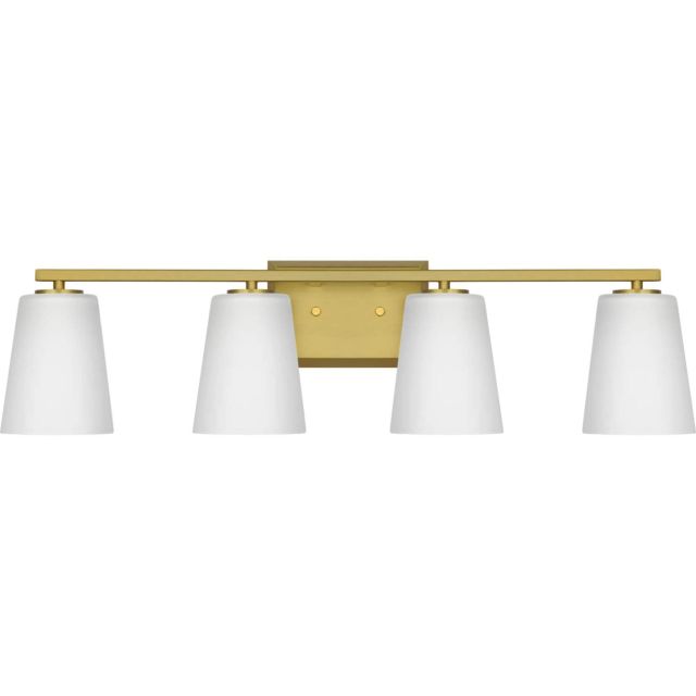 Progress Lighting P300464-191 Vertex 4 Light 29 inch Bath Vanity Light in Brushed Gold with Etched White Glass