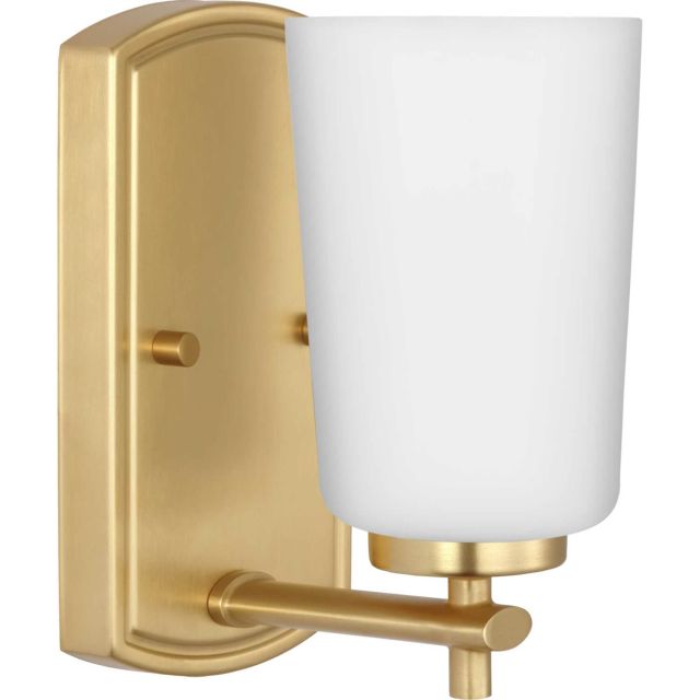 Progress Lighting Adley 1 Light 5 inch Bath Vanity Light in Satin Brass with Etched Opal Glass P300465-012