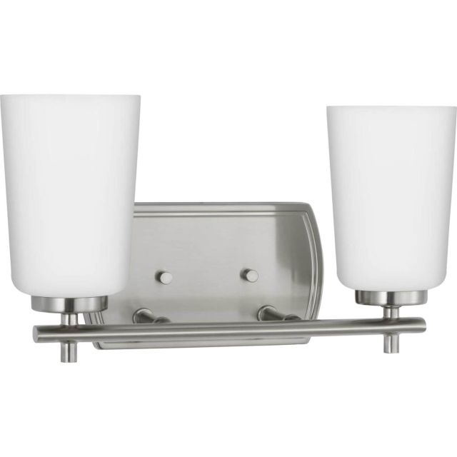 Progress Lighting Adley 2 Light 14 inch Bath Vanity Light in Brushed Nickel with Etched Opal Glass P300466-009