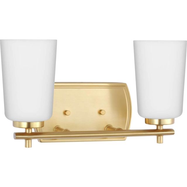 Progress Lighting Adley 2 Light 14 inch Bath Vanity Light in Satin Brass with Etched Opal Glass P300466-012