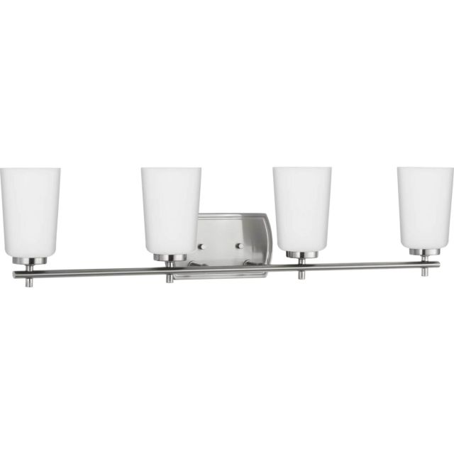 Progress Lighting Adley 4 Light 32 inch Bath Vanity Light in Brushed Nickel with Etched Opal Glass P300468-009