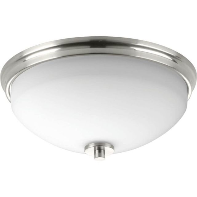 Progress Lighting Replay 2 Light 14 Inch Flush Mount In Brushed Nickel With Etched Glass P3423-09