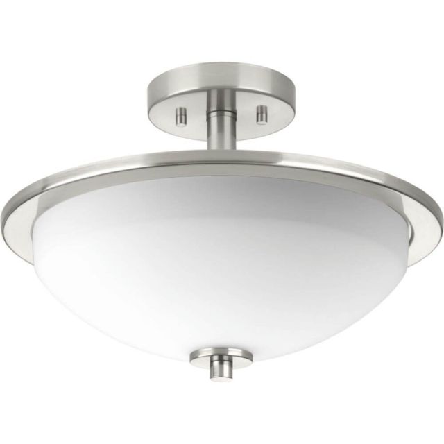 Progress Lighting Replay 2 Light 15 Inch Semi-Flush Mount In Brushed Nickel With Etched Glass P3424-09