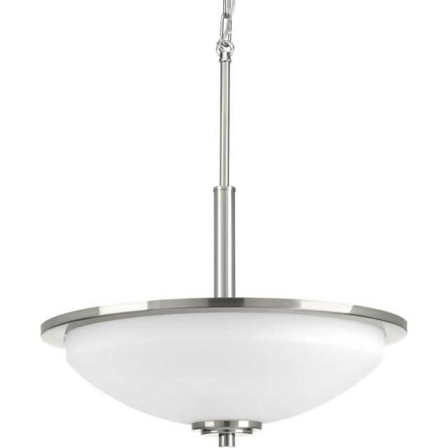 Progress Lighting Replay 3 Light 17 Inch Pendant In Brushed Nickel With Etched Glass P3450-09