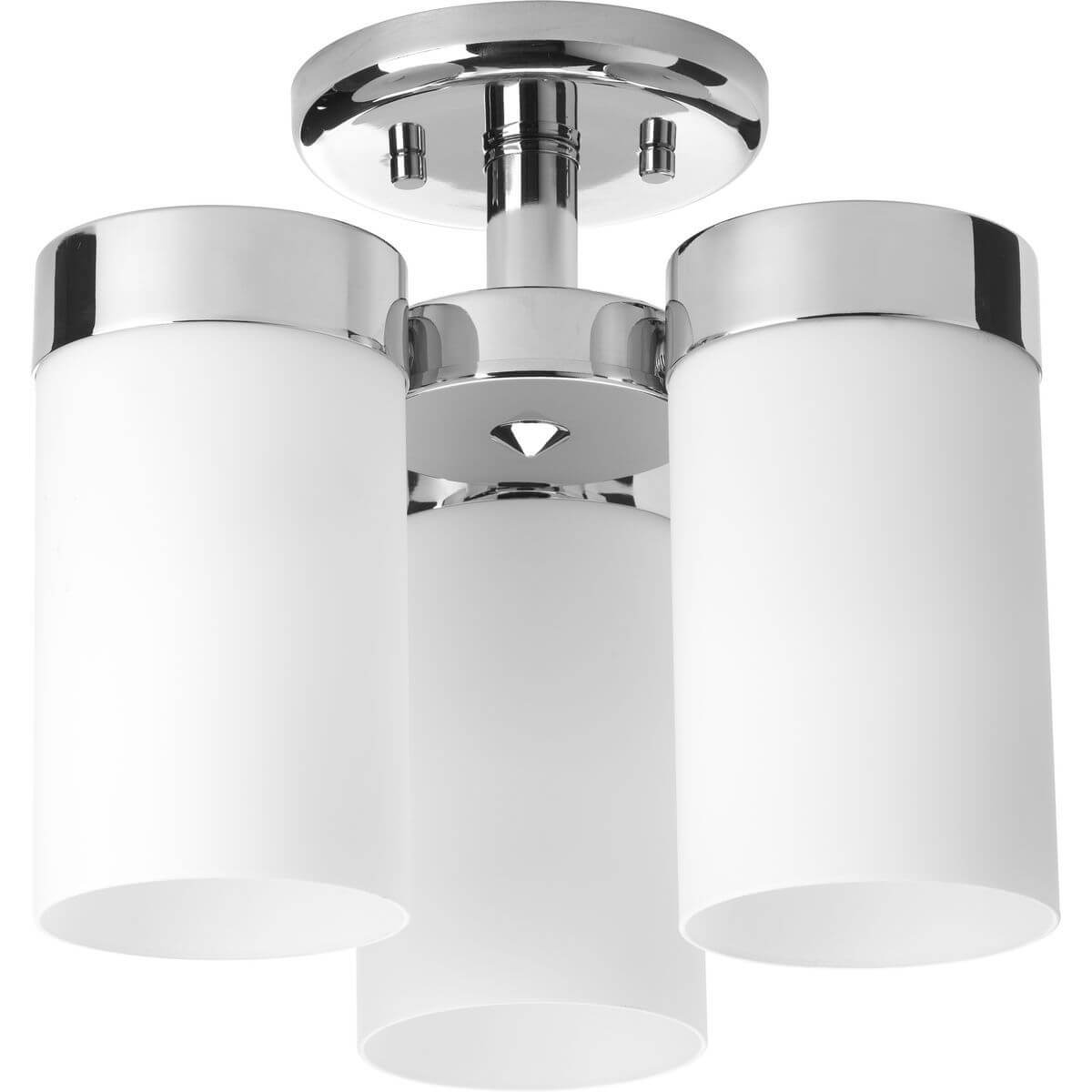 Progress Lighting Elevate 3 Light 12 Inch Flush Mount In Polished Chrome With Etched White Glass P350040-015