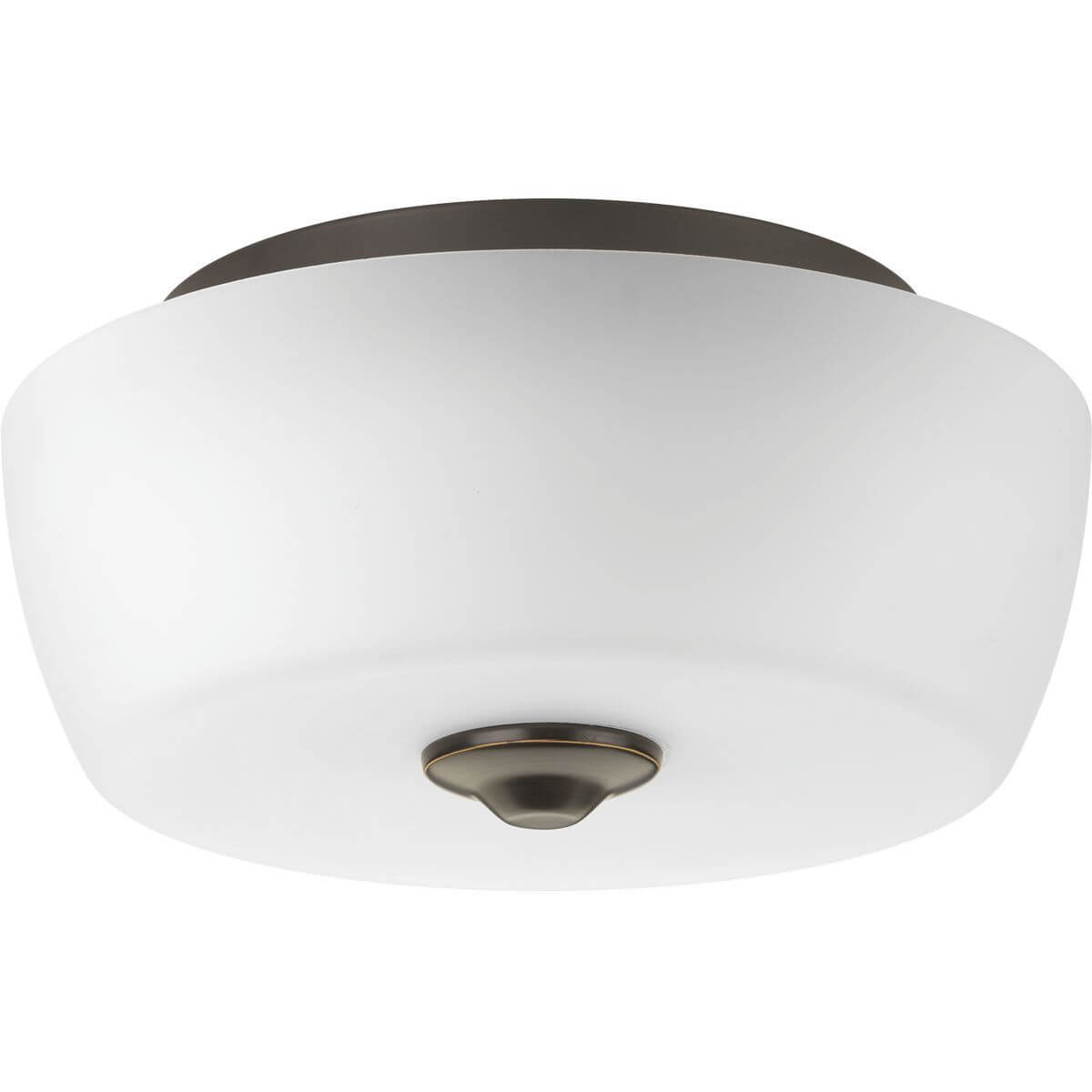 Progress Lighting Leap 2 Light 14 Inch Flush Mount In Antique Bronze With Etched Opal Glass P350061-020