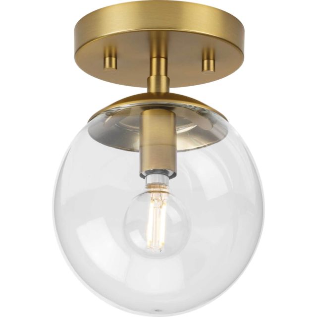 Progress Lighting Atwell 1 Light 6 inch Semi-Flush Mount in Brushed Bronze with Clear Glass Shade P350234-109