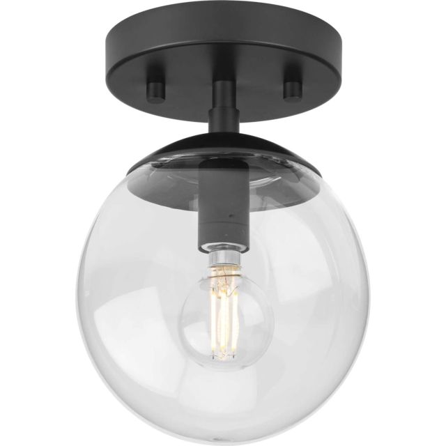 Progress Lighting Atwell 1 Light 6 inch Semi-Flush Mount in Matte Black with Clear Glass Shade P350234-31M