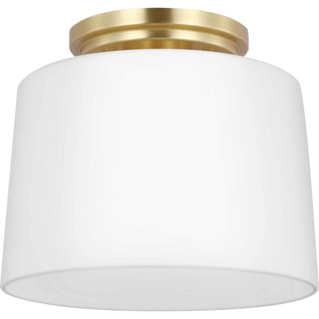 Progress Lighting Adley 1 Light 9 inch Flush Mount in Satin Brass with Etched Opal Glass P350260-012