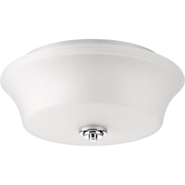 Progress Lighting P3633-15 Cascadia 2 Light 14 Inch Flush Mount In Polished Chrome With Etched Glass