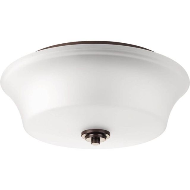 Progress Lighting P3633-20 Cascadia 2 Light 14 Inch Flush Mount In Antique Bronze With Etched Glass