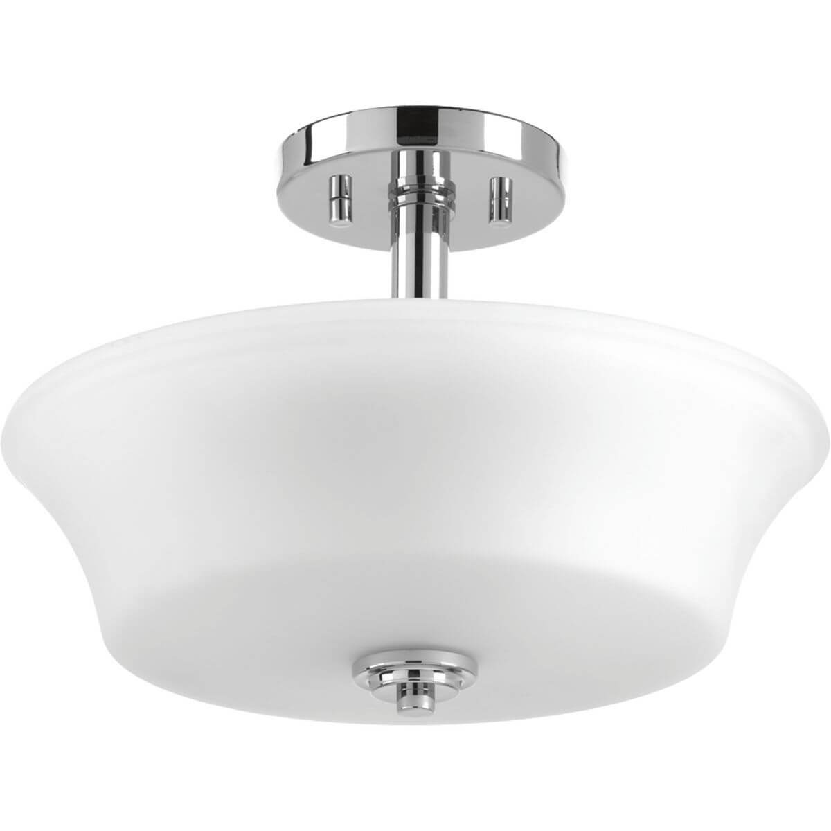 Progress Lighting P3644-15 Cascadia 2 Light 14 Inch Flush Mount In Polished Chrome With Etched Glass
